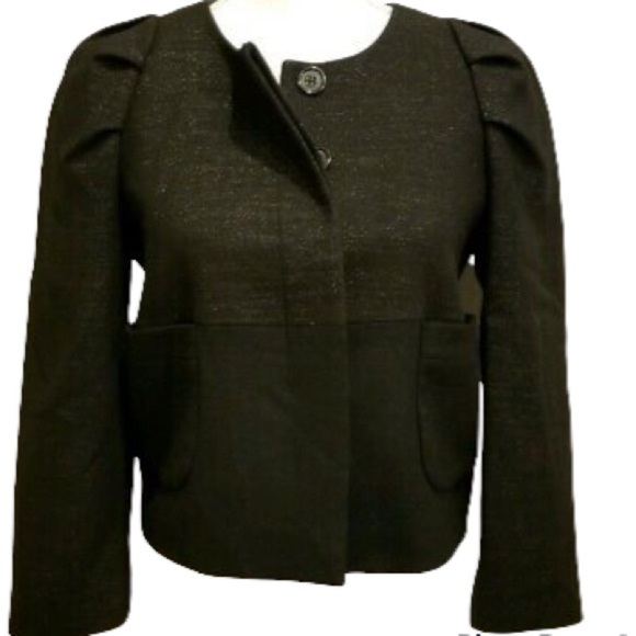 Club Monaco Black Cropped Shimmer Blazer 2 - Picture 2 of 9